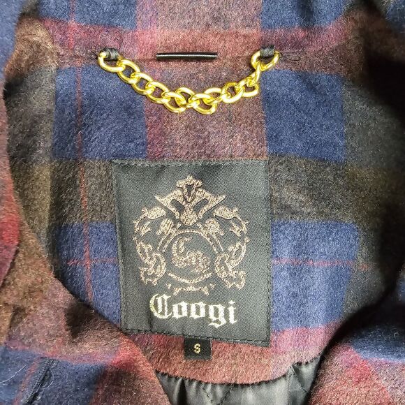 Vintage Coogi Women's Plaid Wool Blend Coat Jacket Size Small Pea Coat Y2K - Picture 3 of 11